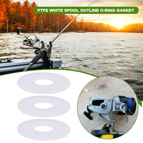 50Pcs PTFE White Spool Profile O-Ring Gasket for 6mm Spool Shaft for Front Drag Reel Compatible with Fox Compatible with Penn 6mm Reels