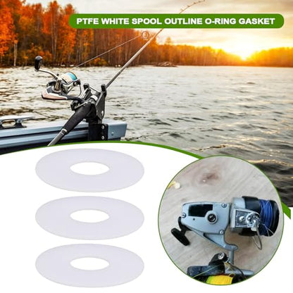50Pcs PTFE White Spool Profile O-Ring Gasket for 6mm Spool Shaft for Front Drag Reel Compatible with Fox Compatible with Penn 6mm Reels