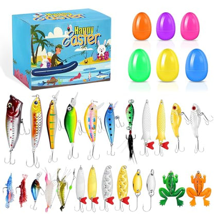 Easter Eggs Lifelike Fishing Lures - 24Pcs Swimbait for Bass Trout Crappie Freshwater and Saltwater, Slow Sinking, Must-Have for Family Fishing, Easter Egg Stuffers