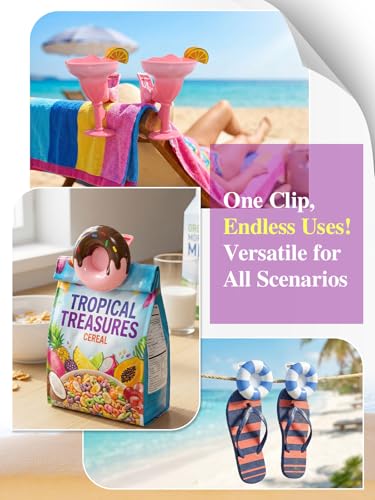 Beach Towel Clips 8 Pack, Cute Beach Chair Clips, Strong Grip Towel Clips for Beach Chairs, Summer Fun Clothespins for Cruise, Pool, Beach, Vacation, Outdoor Loungers - style: Swim Ring + Donut + Starfish + Cocktail Glass