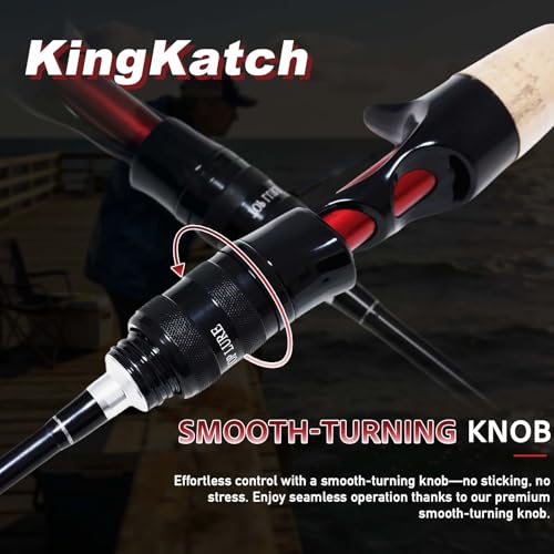 Ultralight Fishing Rod 6’0” UL, 2-Piece Spinning & Casting Rod, Carbon Graphite Lightweight Blank, Sensitive Fast Action Trout Rod, Black Fishing Pole with Red Triangle EVA Handle - color: Black-CAST-6'6"
