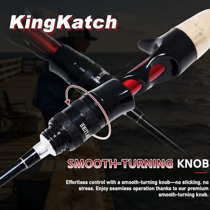 Ultralight Fishing Rod 6’0” UL, 2-Piece Spinning & Casting Rod, Carbon Graphite Lightweight Blank, Sensitive Fast Action Trout Rod, Black Fishing Pole with Red Triangle EVA Handle - color: Black-CAST-6'0"