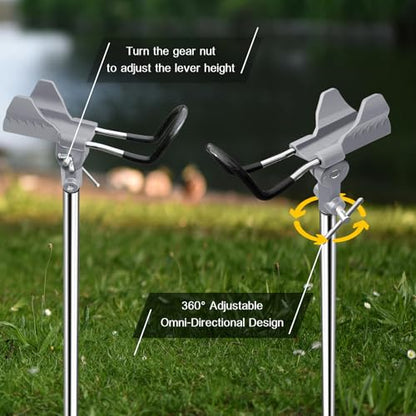 Fishing Rod Holders, Fishing Pole Holders for Ground, Multifunctional Stainless Steel Beach Fishing Rod Holder Fishing Gifts for Men(2 Pack ) - color: Silver