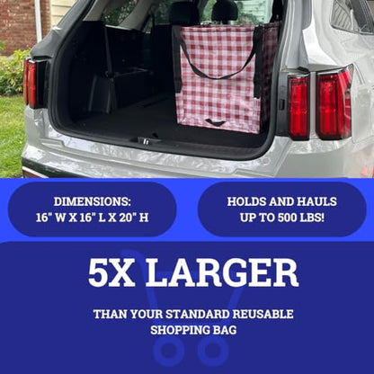 DURASACK Heavy Duty Storage Tote Bag 22-Gallon, Gingham Red | Rugged Woven Polypropylene Moving Bag, Reusable Self-Standing Design, Holds up to 500 Pounds - color: Gingham Red, size: Single
