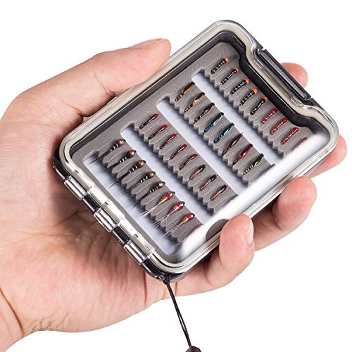 BASSDASH Fly Fishing Flies Kit Fly Assortment Trout Bass Fishing with Fly Box with Dry/Wet Flies, Nymphs, Streamers, Popper - style: 36 Pcs Nymph Midge Flies