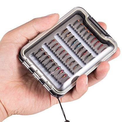 BASSDASH Fly Fishing Flies Kit Fly Assortment Trout Bass Fishing with Fly Box with Dry/Wet Flies, Nymphs, Streamers, Popper - style: 36 Pcs Nymph Midge Flies
