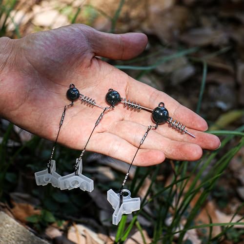 Fishing Rig with Weighted Jig Head and Treble Hook – Screw Lock Bait Keeper for Soft Lures, 3PCS Pack for Saltwater and Freshwater Fishing - size: 1/2oz, style: Single