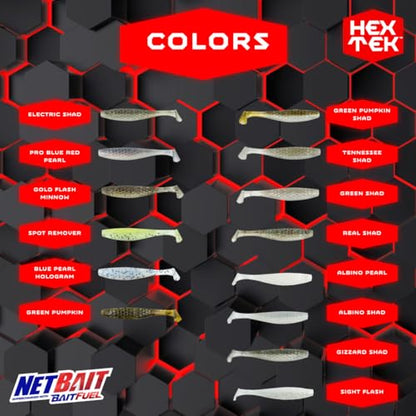 NetBait HexTek Blip Minnow | Soft Plastic Swimbait | Precision Finesse Paddle-Tail for Bass | Electric Shad, 3-Inch