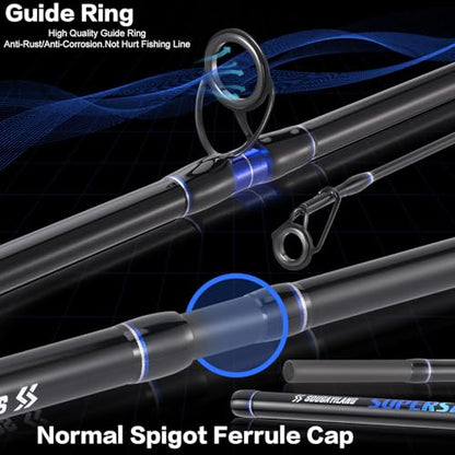 Sougayilang Surf Fishing Rod and Reel Combo, 4 Piece MH/H Saltwater Fishing Combo with 5000 Size Spinning Reel(12'/15') - color: blue, size: 12ft-Spinning-4Pc-Heavy