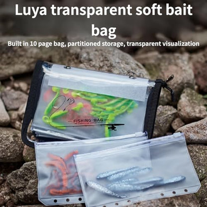 Artificial Crank Baits Fishing Tackle Binder Bag Fishing Lures Storage Bag Spoon Baits Trout Lures Organizers Spoon Organizers Artificial Crank Tackle Binder Includes Detachable Pocket - color: 10 pages