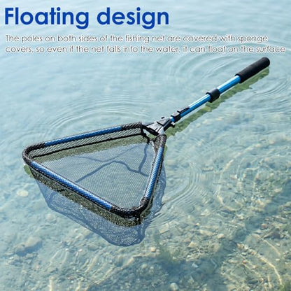 Telescopic Fishing Landing Net, Foldable Aluminum Alloy Pole with Fine Nylon Mesh, Portable Fish Net for Freshwater Saltwater Kayak Boat, Fishing Gifts for Men - color: Floating Style - 1M
