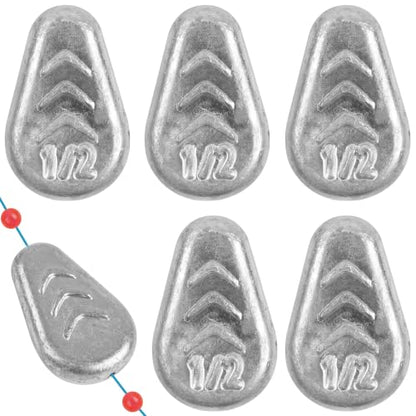 5/10 Pack No Roll Sinker Lead Fishing Weights Catfish Sinkers Coin Disc Weight Snagless Flat Inline Sinker for Catfishing Rig Bank River Surf Fishing Saltwater - color: 0.5 Ounce - 5 Pack