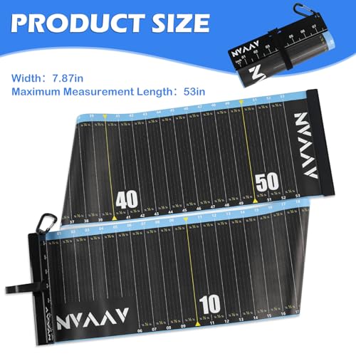 53in Fish Ruler, 1/4 Inch Increments Fish Measuring Tape, Waterproof Fishing Ruler with Bump Board, Portable Fishing Measurement Tool for Boat, Kayak, Coolers, Yacht and Workbench