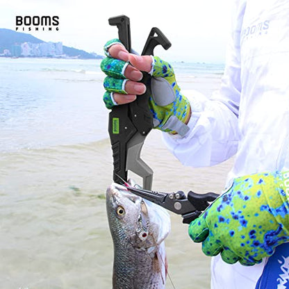 Booms Fishing F07S Pliers and Fish Lip Gripper Combo, Hook Remover, Split Ring Pliers, Stainless Steel Saltwater Tools With Lanyard and Sheath, Gift for Men