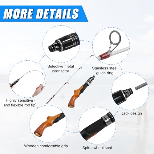 Ice Fishing Rod Lightweight Ice Fishing Gear Portable Spinning Rod 23" Ice Fishing Pole Winter for Trout Walleye Perch Panfish Crappie - style: Ice Fishing Rod