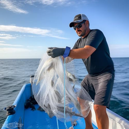 Yeahmart American Saltwater Fishing Cast Net for Bait Trap Fish 3ft/4ft/5ft/6ft/7ft/8ft/9ft/10ft Radius Casting Nets with Heavy Duty Real Zinc Sinker Weights, 3/8inch Mesh Size - style: 7ft Radius