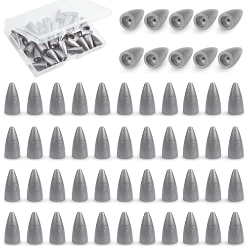 Bullet Fishing Weights Sinkers, 45 Pack Fishing Sinkers Worm Weights Sliding Fishing Sinkers for Bass Fishing Pitching and Flipping Texas Rigs Saltwater Freshwater Fishing Tackle - style: 1/4oz - 45pcs