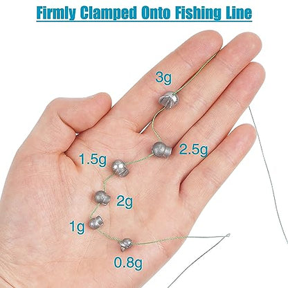 Split Shot Fishing Weight 110pcs Fishing Weights Sinkers Removable Clip On Fly Fish Line Round Lead Weights for Bass Trout Walleye - size: 1/28 oz (110 pcs)