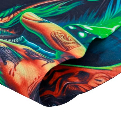 Obacle Neck Gaiter Face Mask Bandana for Dust Wind Sun Protection for Men Women - color: Skull Green Face Open Mouth