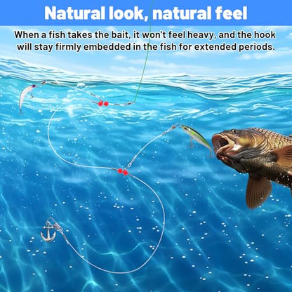 12 Pcs Double Drop Saltwater Fishing Rig - Pre-Tied 2 Hook Bottom Fishing Rigs with Swivels and Snaps - 90lb Mono Leader Line for Snapper, Bass, Mackerel, Catfish, Surf Pier Boat