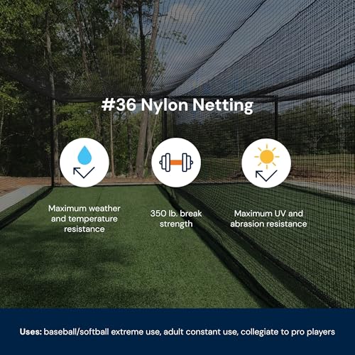 LFS Batting Cage Net – Baseball & Softball Netting for Indoor & Outdoor Training | UV Treated, Weather Resistant, Durable | Net Only – No Frame Included - size: #36, style: 12 x 14 x 70