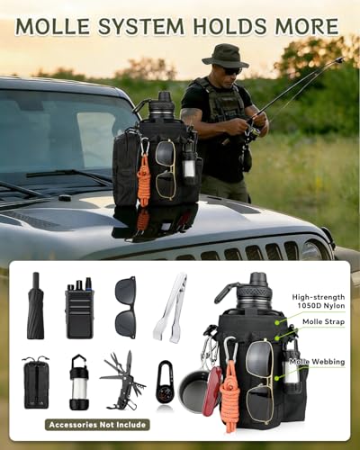 COOLYARD Water Bottle Holder with Strap Crossbody Sling Carrier Bag with Phone Pocket Molle Tactical Pouch for Walking Hiking Camping Gym Travel - color: Black