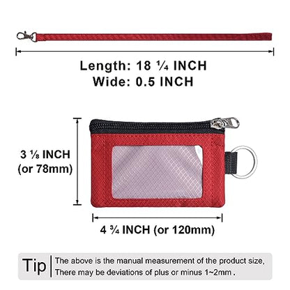 CHENSPRX Minimalist RFID Blocking Small Wallet with ID Window,WaterResistant Zip Id Case Wallet with Lanyard Keychain for Cards,Cash,Travel,Women,Men - color: LightPurple+Red