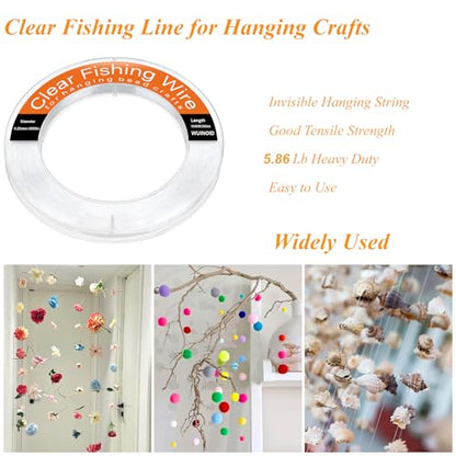 Clear Fishing Line Wire 755 ft, Invisible Monofilament Fishing Line Wire, Nylon String for Hanging Balloons Garland Crafts Picture Decorations, Clear String Threads Cords WUINOID - style: 0.25mm/1640ft
