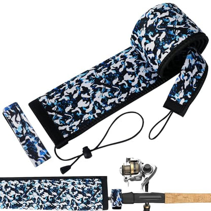 Pawfly Neoprene Fishing Rod Sleeve with Straps, Resistant Fishing Rod Socks | Lightproof Fishing Pole Sleeves, Fishing Rods Sleeve, for Transport, Storage, Protect Casting, Trolling & Spinning Rods - size: 65" - 1 Pack (w/ 1 Strap)