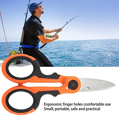 Fishing Line Scissors, Scissors Braid Cutters Stainless Steel Fishing Tools Small Fishing Pliers Portable Ergonomic Mini Fishing Scissors Fishing Line Cutters with Anti Slip Handle