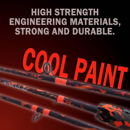6'6" Fiberglass Casting Rod, 2-Piece Skull Design, Durable & Sensitive with Split-Grip Handle, Perfect for Bass, Pike, Catfish Fishing in Freshwater & Saltwater - color: HLWZB-6'0", size: 6'0"