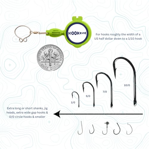 HOOK-EZE Fly Fishing Accessories - Fishing Knot Tying Tool for Tying Fishing Line to Hooks - Fishing Gear and Equipment, Gadget to Tie Knots Quick and Easy - Fishing Gifts for Men - color: Lime Green