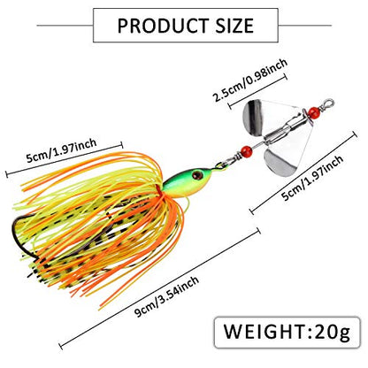Spinnerbait Bass Fishing Lures Kit,6pcs Spinner Baits Bass Fishing Lures Buzzbait Swimbait Colorado Blades Spinnerbait for Trout Salmon Pike Walleye Crappie Saltwater Freshwater