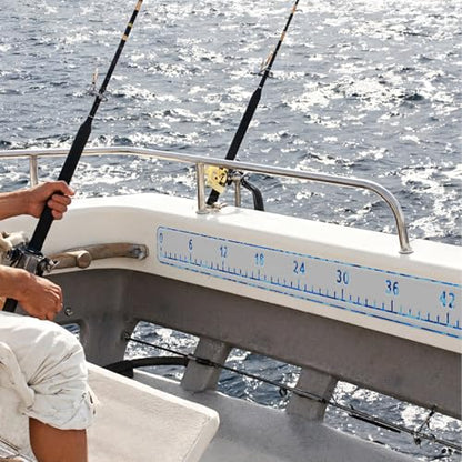 HZshark EVA Foam Fish Measuring Board, Fish Ruler with 3M Self-Adhesive Backing,48" Fishing Tape Measure for Boats Sailboats Yachts Kayaks - color: Light Grey with Ocean, size: 4.5"*48"