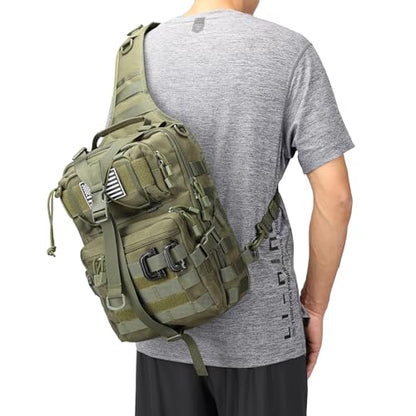Tactical Sling Bag Backpack Military Rover Shoulder Sling Pack EDC Molle Assault Range Bag Crossbody Chest Pack (Army Green) - color: Army Green