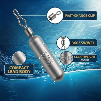 Drop Shot Fishing Weights, Lead Sinkers, 1/8oz, 3/16oz, 1/4oz, 3/8oz, 1/2oz, for Bass Fishing, Drop Shot Rig, Wacky Rig, Finesse Fishing - size: 30 Pcs / 3 Sizes