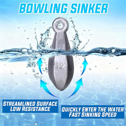 Sougayilang Fishing Weights Sinkers Bank Sinkers Bullet Weights for Surf Fishing Pier Bank Fishing Saltwater Fishing Gear 1oz to 12oz - size: 1oz 10pcs