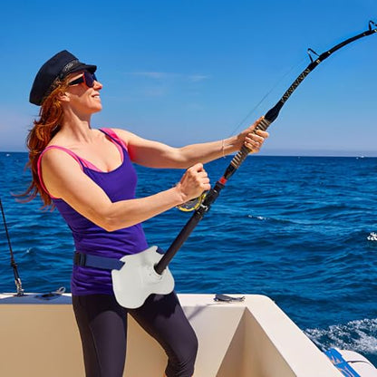 PELLOR 360°Adjustable Padded Fishing Fighting Belt Offshore Tackle Boat Fishing Rod Holder - color: White
