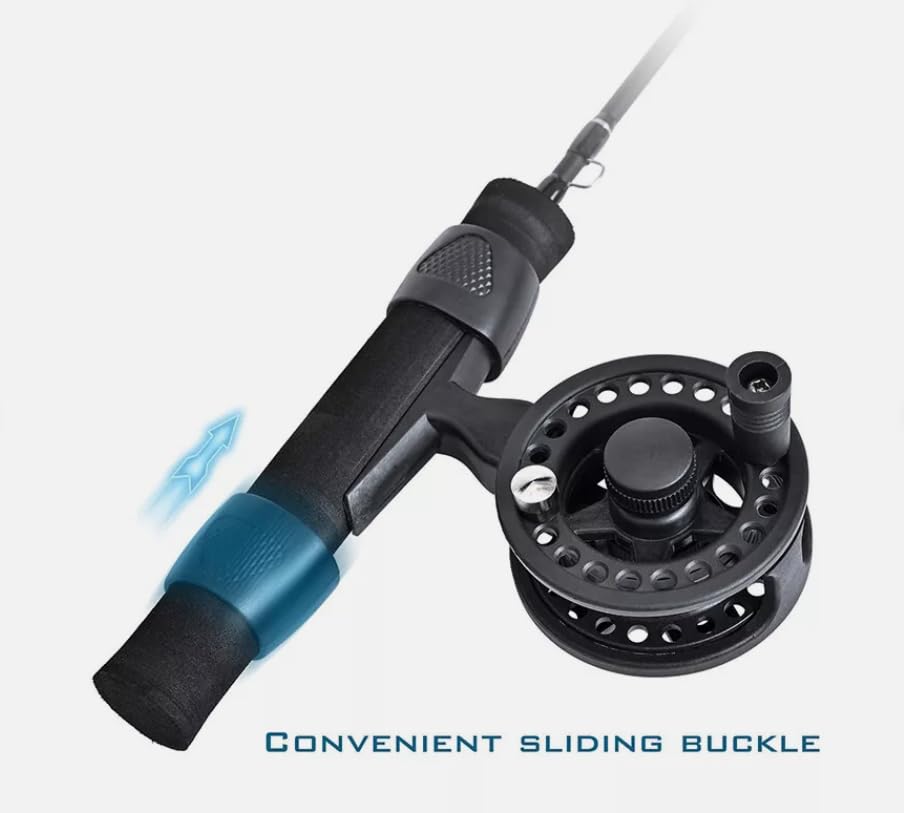 20" Ultra-Short Ultra-lightIce Fishing Rod and Reel Combo 1+1B Ice Fishing Reel 51cm Fiberglass Fish Pole - style: 1pcs Pole+reel
