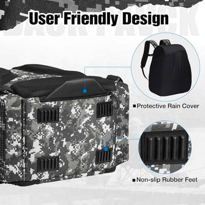 Piscifun Fishing Tackle Backpack with Rod Holders & 4 Tackle Boxes, 42L Outdoor Fishing Bag with Waterproof Rain Cover - color: Camouflage