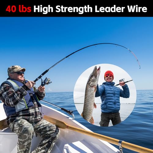 DONQL 50pcs Fishing Leaders, Stainless Steel Fish Line, 10/15/20/25/30cm Wire with Swivels Snaps Connect Fishing Gear and Equipment Tackle Kit, for Bait Lures Rigs Hooks - color: Green