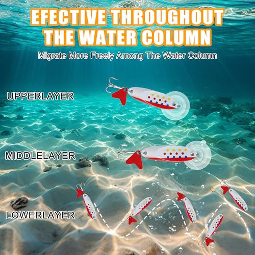 Fishing Spoons Lures Set,5pcs Hard Metal Casting Jigging Spoon Baits with Sharp Treble Hooks Jig Spoons Lure for Saltwater Freshwater Bass Trout Salmon Crappie Walleye Pike - size: 3/16oz(5g)_5pcs