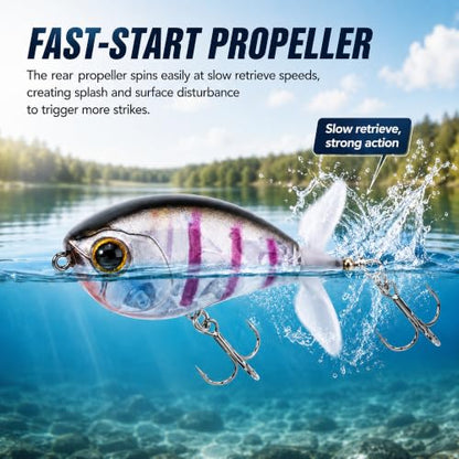 Top Water Lures, Floating Plopper Bait with BKK Hooks – Bass Fishing Lures for Trout, Pike & Other Freshwater & Saltwater Species – Great Fishing Gifts for Men - color: A2-3PCS,2.5in,0.4oz
