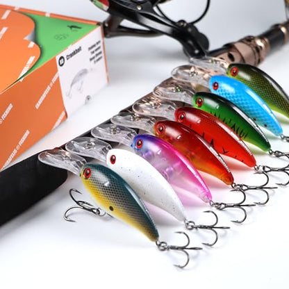 EXAURAFELIS Diving Crankbait Lures Fishing Gear Fishing Lure for Saltwater Freshwater swimbaitsfor Bass Trout Crappie Walleye Pike Bluegill Salmon Fishing Gifts for Fisherman