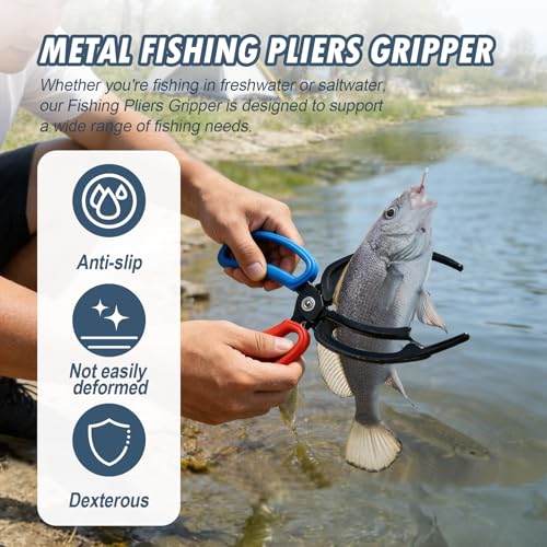 4 Packs 2/3 Claw Fish Gripper, Fish Grabber, Metal Fishing Pliers, Fish Grip Tackle Holder, Multifunctional Fishing Control Clamp, Forceps for Grip Most Freshwater