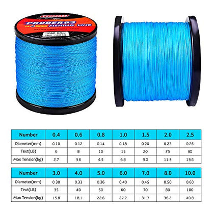 Braided Fishing Line 4 Strands Stronger Multifilament PE Braid Wire for Saltwater 6LB-100LB 110yards 328yards 547yards Super Strong Superline - color: Blue, size: 328Yds/40LB
