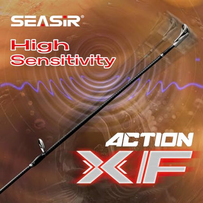 SEASIR Salminus Travel Fishing Rod, 4 Piece M/MH Biatcaster Rod | , XF Baitcasting Rod, Portable, 40T Carbon Fiber, Fuji O, EVA Grip, Saltwater Freshwater Bass Trout Big Fish - style: C1804m-xf