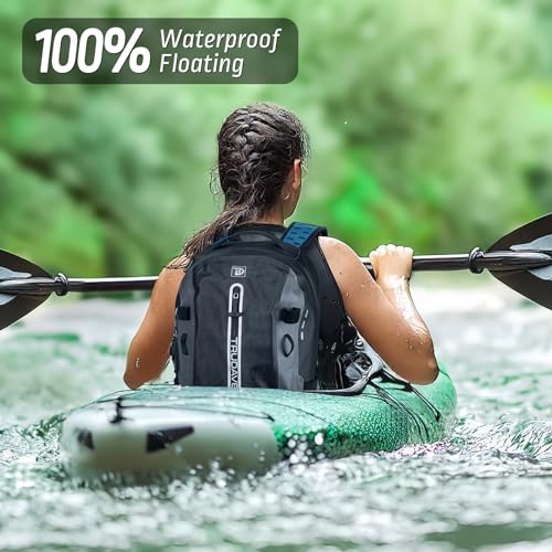 Trudave Waterproof Backpack, Waterproof Submersible Backpack, Floating TPU Coated Dry Bag with Airtight Zipper for Kayak, Fishing, Boating, Hiking (30L) - color: Black, size: 30L