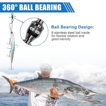 AGOOL Fishing Swivels Snaps Ball Bearing Swivels with Coastlock Snaps Stainless Steel Fishing Tackle Line Lure Leader Connector Quick Change Terminal Tackle for Lures, Leaders and Rigs - size: Size 0+0(26lb)
