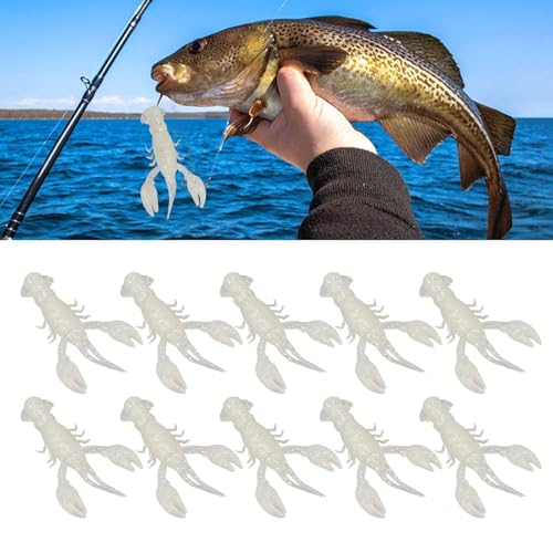 HERCHR Soft Fishing Lure Crawfish Bait Shrimp Lobster Claw Artificial Lure 10pcs Soft Lure Baits - color: LUMINOUS